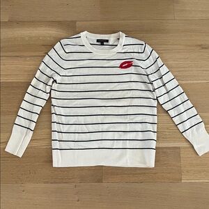 Banana Republic striped sweater with a red lip graphic